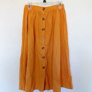Yellow Midi Button Up Skirt